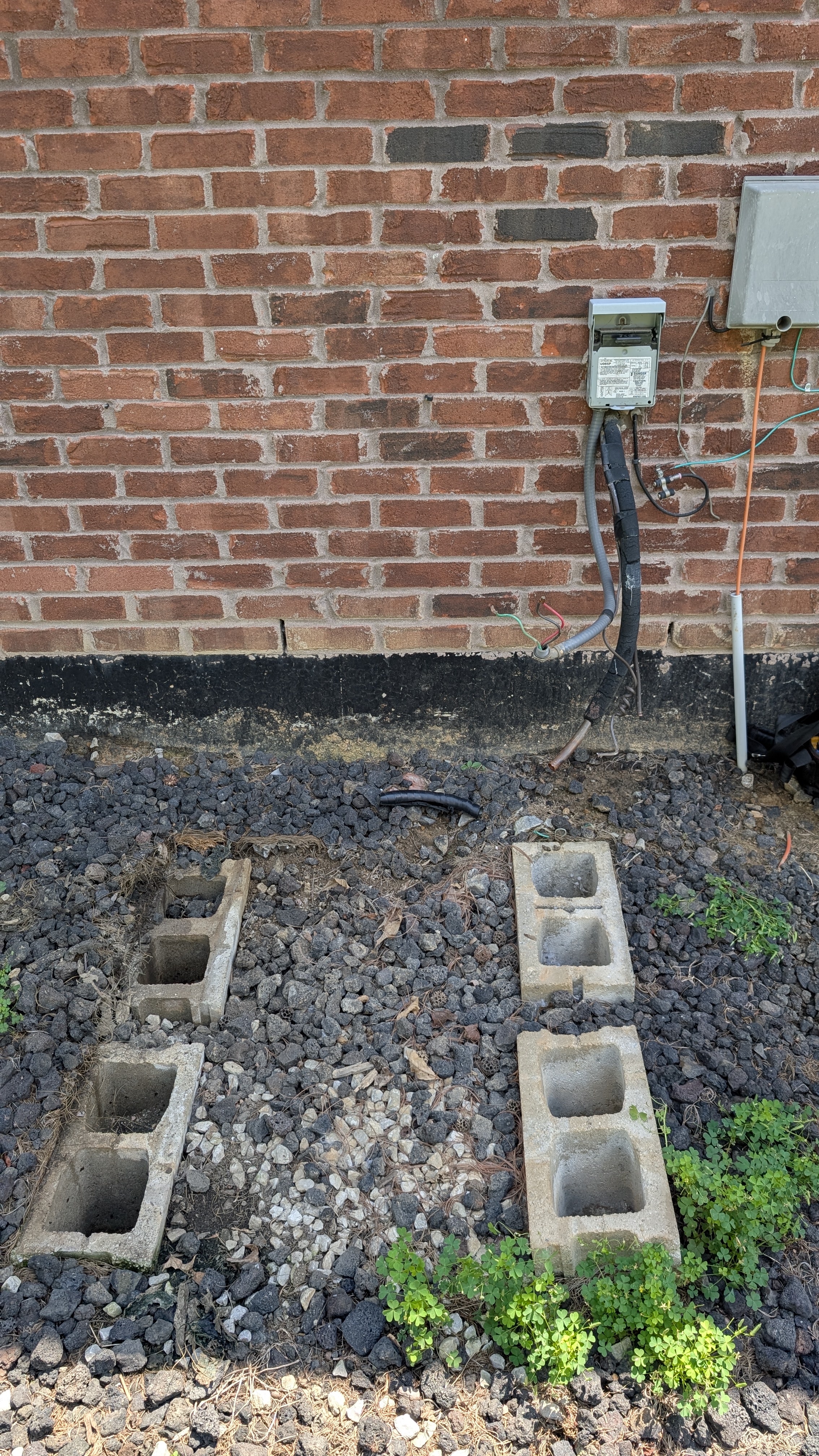 Old concrete pad and disconnected electrical after condenser removal Memphis Indiana