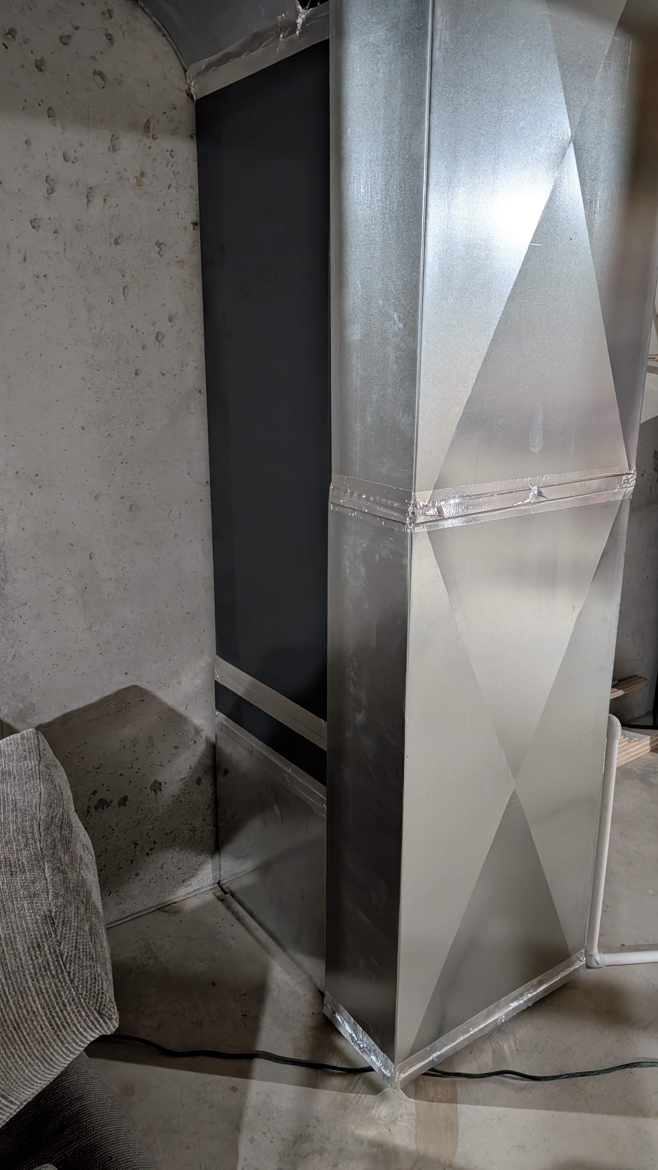Custom sheet metal ductwork and new Goodman air handler installed Memphis Indiana basement